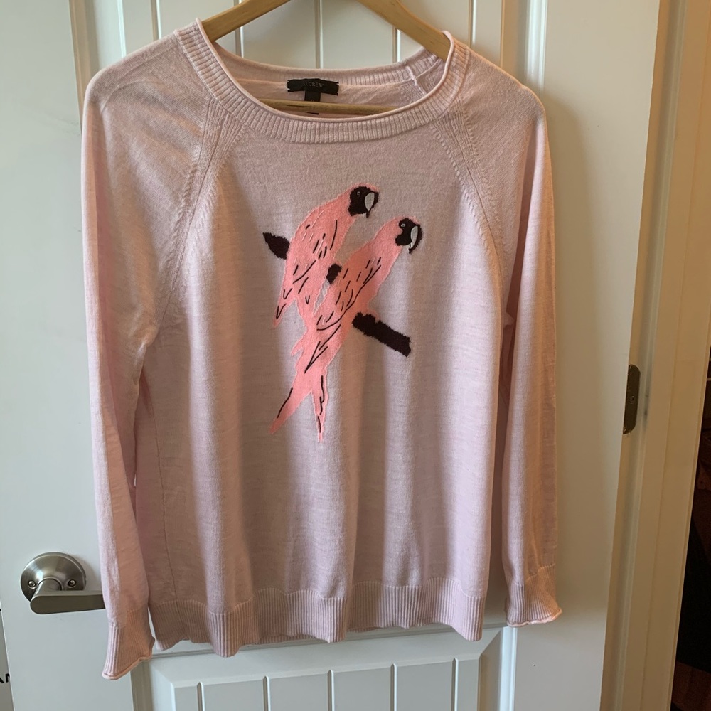 Pink sweater Flamingo stamp J. Crew M